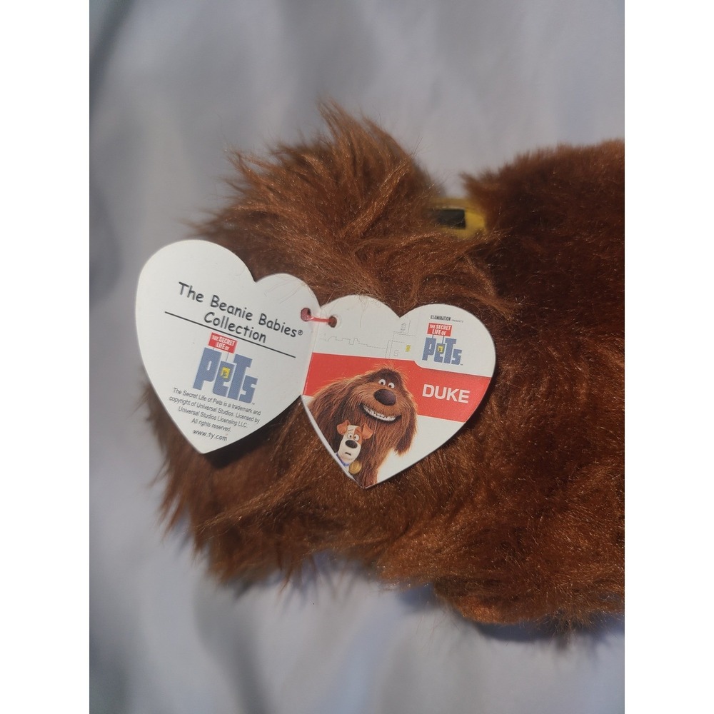 Ty Beanie Babies Duke Secret Life of Pets Brown Shaggy Dog Plush 9 Inches - Picture 3 of 16